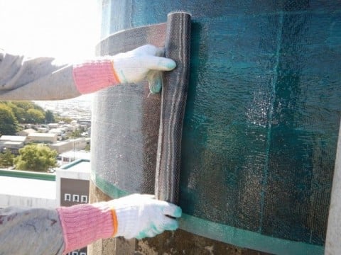 煙突外面炭素繊維シートによる補修及び耐震補強1